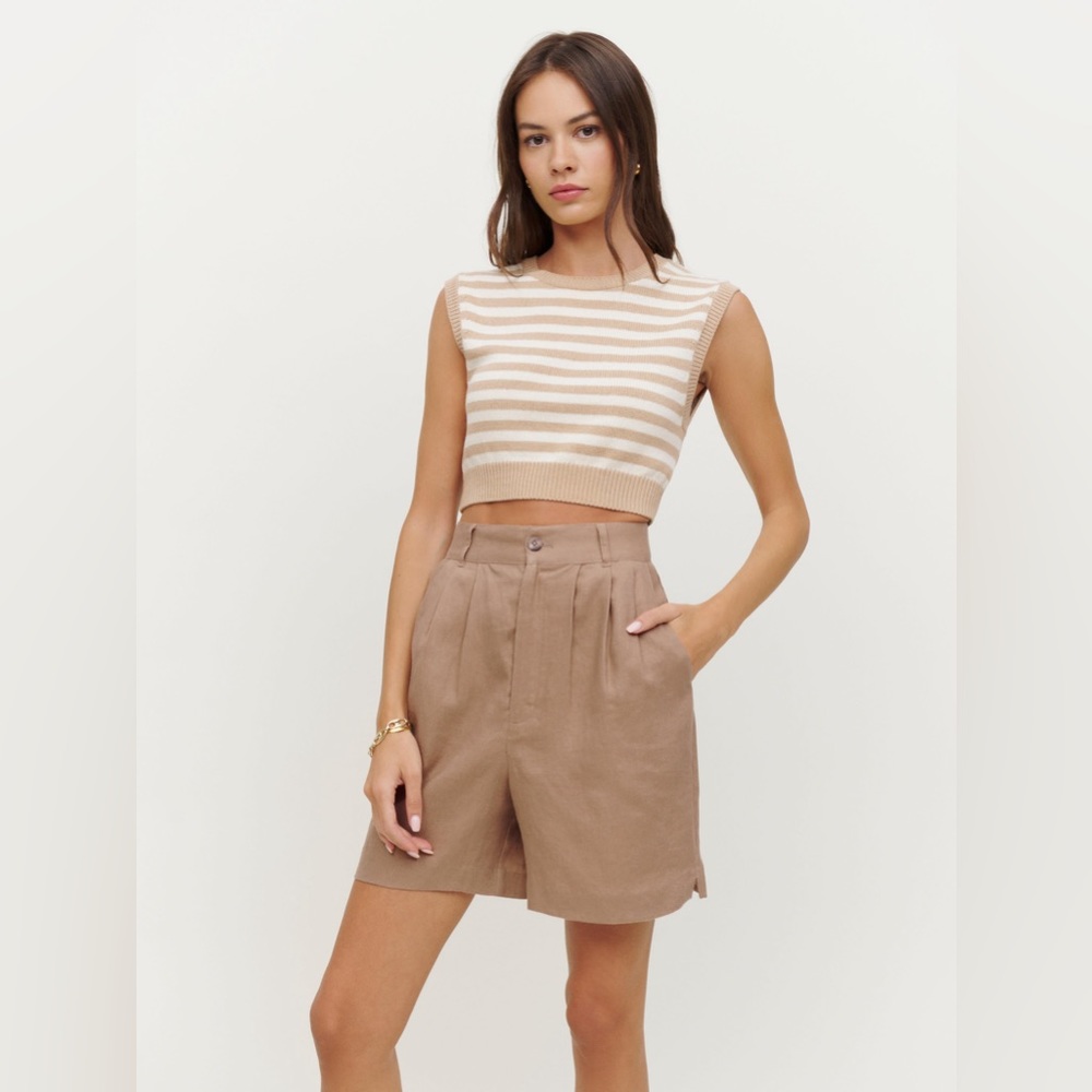 Reformation Bello Linen Short Khaki